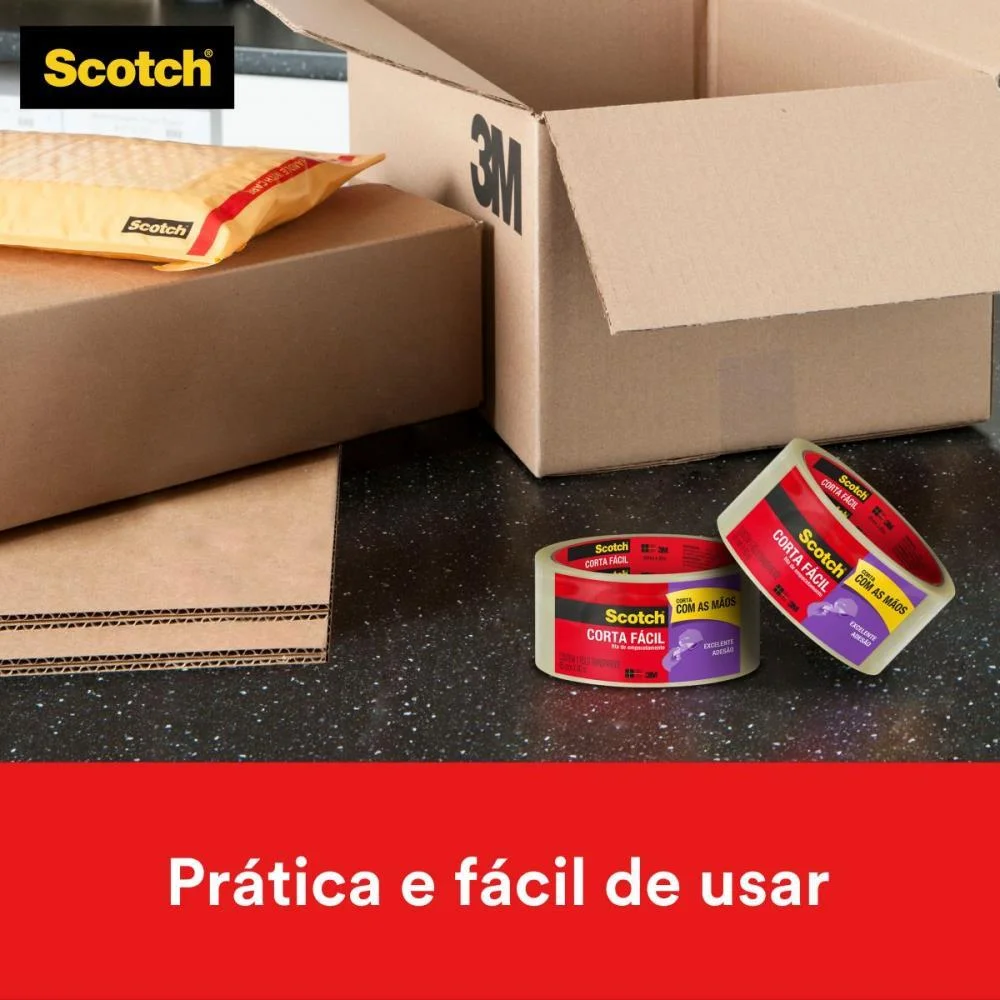 FITA PARA EMPACOTAMENTO SCOTCH CORTA FACIL 45MMX40M TR 3M (UNIDADE) - imagem 5