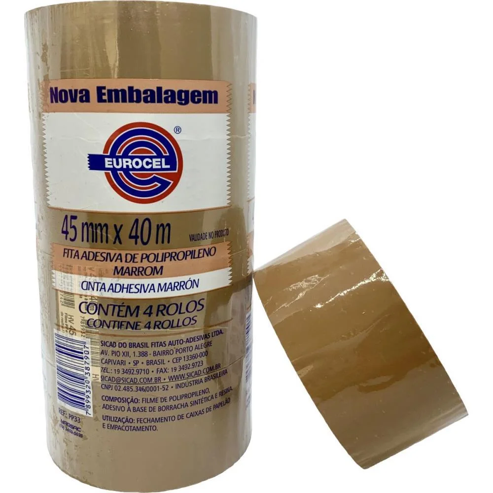 FITA PARA EMPACOTAMENTO PP 33 45MMX40M MARROM EUROCEL (PCT.C/04) - imagem 2