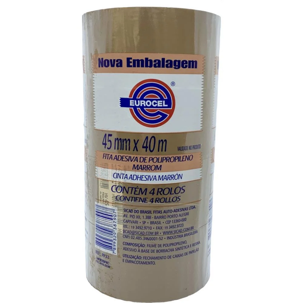 FITA PARA EMPACOTAMENTO PP 33 45MMX40M MARROM EUROCEL (PCT.C/04) - imagem 6