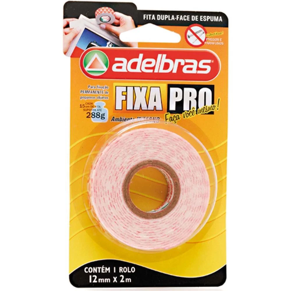 FITA DUPLA FACE FIXA PRO ESPUMA 12MMX2M ADELBRAS (UNIDADE) - imagem 3
