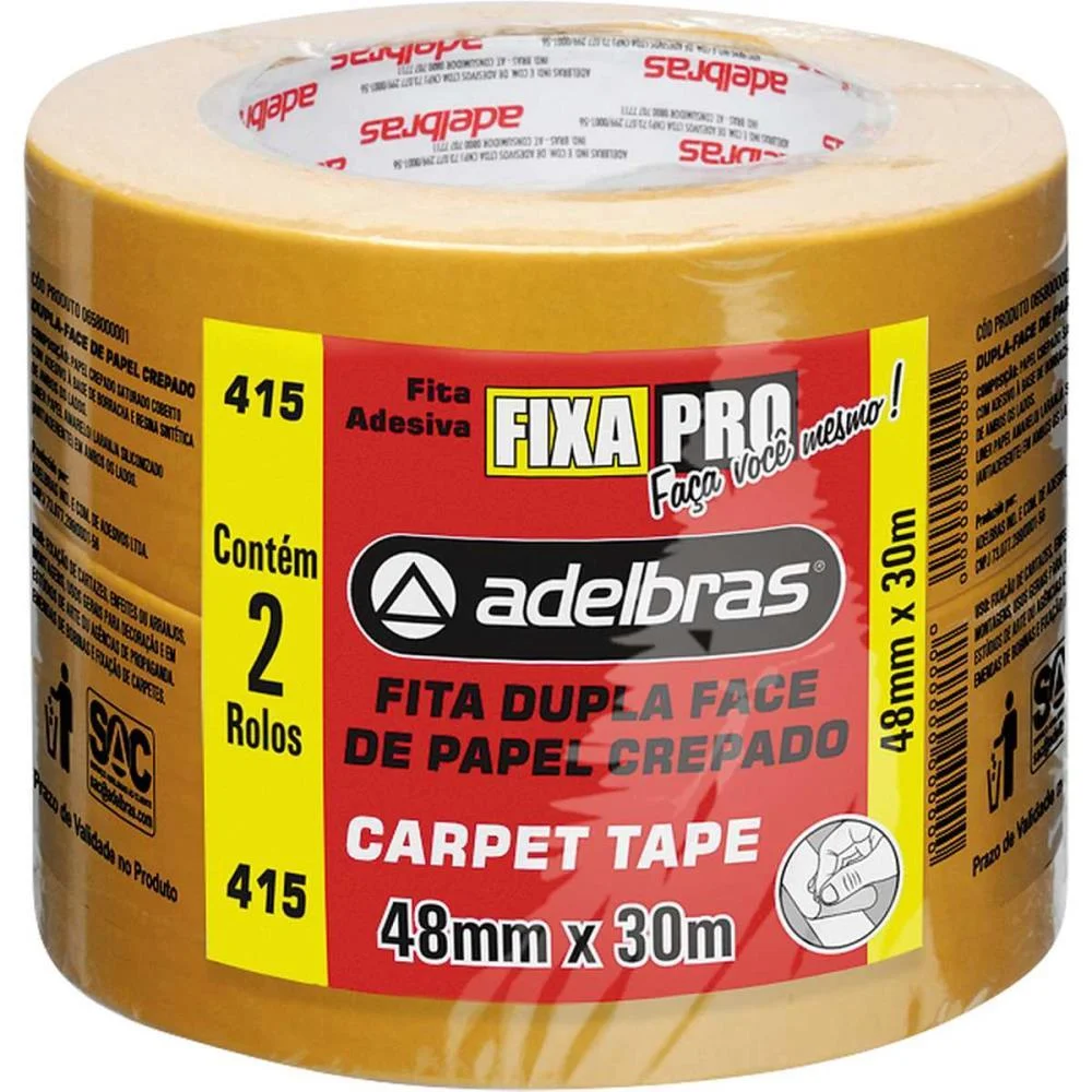 FITA DUPLA FACE CARPET TAPE 48MMX30M ADELBRAS (PCT.C/02) - imagem 2