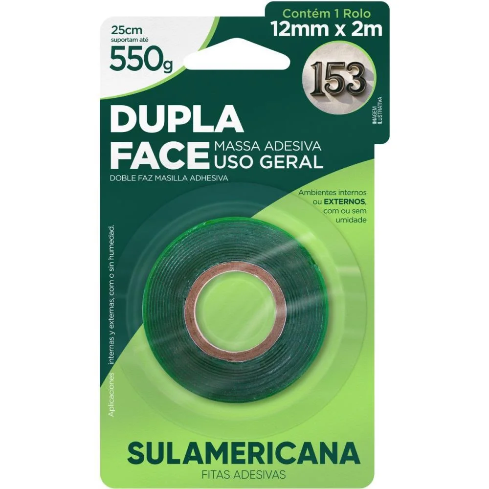 FITA DUPLA FACE MASSA ACRILICA 12MMX2M SULAMERICANA (UNIDADE) - imagem 4