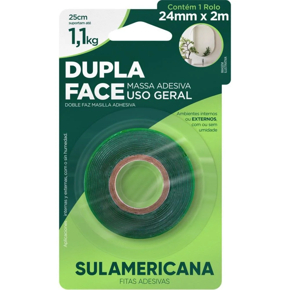 FITA DUPLA FACE MASSA ACRILICA 24MMX2M. SULAMERICANA (UNIDADE) - imagem 4
