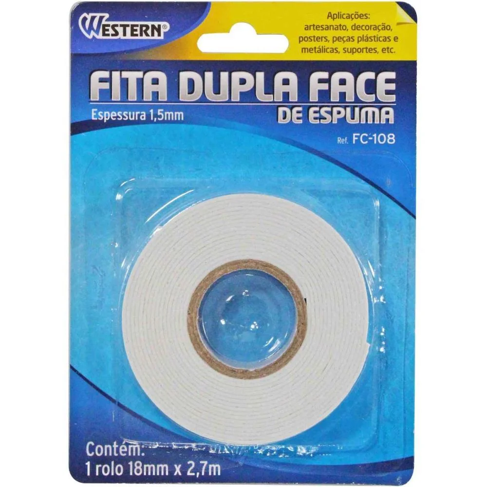 FITA DUPLA FACE ESPUMADA 18MMX2,7M WESTERN (UNIDADE) - imagem 4