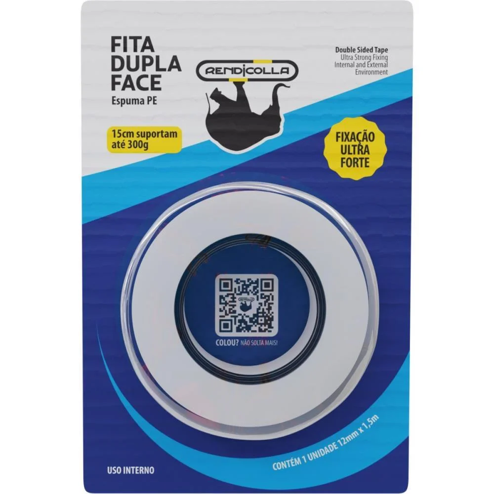 FITA DUPLA FACE ESPUMA PE 19MMX1,5M. RENDICOLLA (BLISTER) - imagem 2