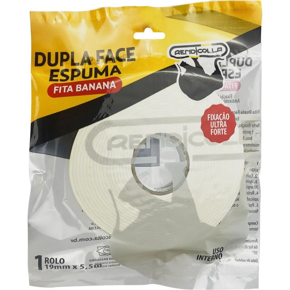 FITA DUPLA FACE ESPUMA 19MMX5,5M. RENDICOLLA (BLISTER) - imagem 2