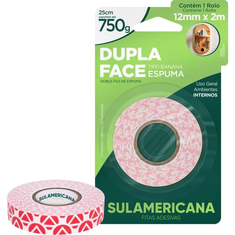 FITA DUPLA FACE ESPUMA 12MMX2M. SULAMERICANA (UNIDADE) - imagem 3