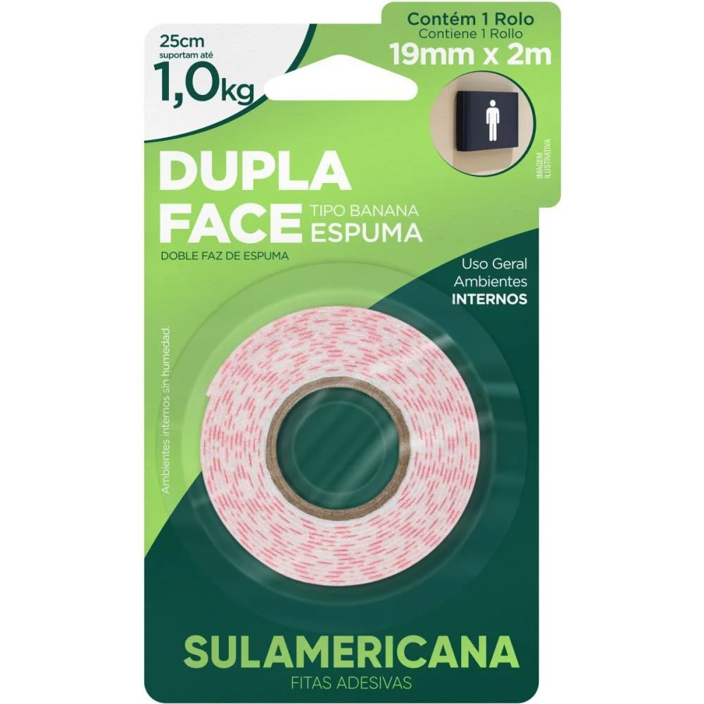 FITA DUPLA FACE ESPUMA 19MMX2M. SULAMERICANA (UNIDADE) - imagem 4