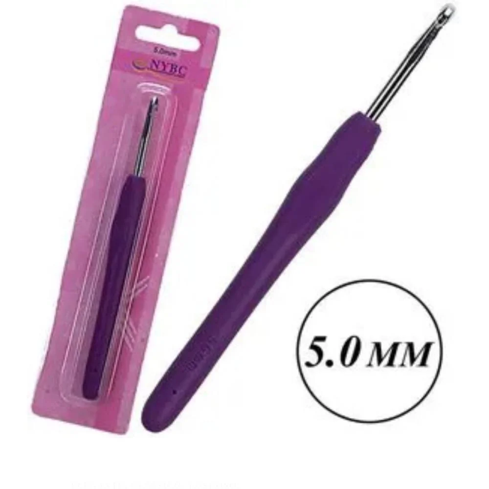 AGULHA PARA CROCHE TAM.5,0MM CABO SILICONE ROXO NYBC (BLISTER) - imagem 2