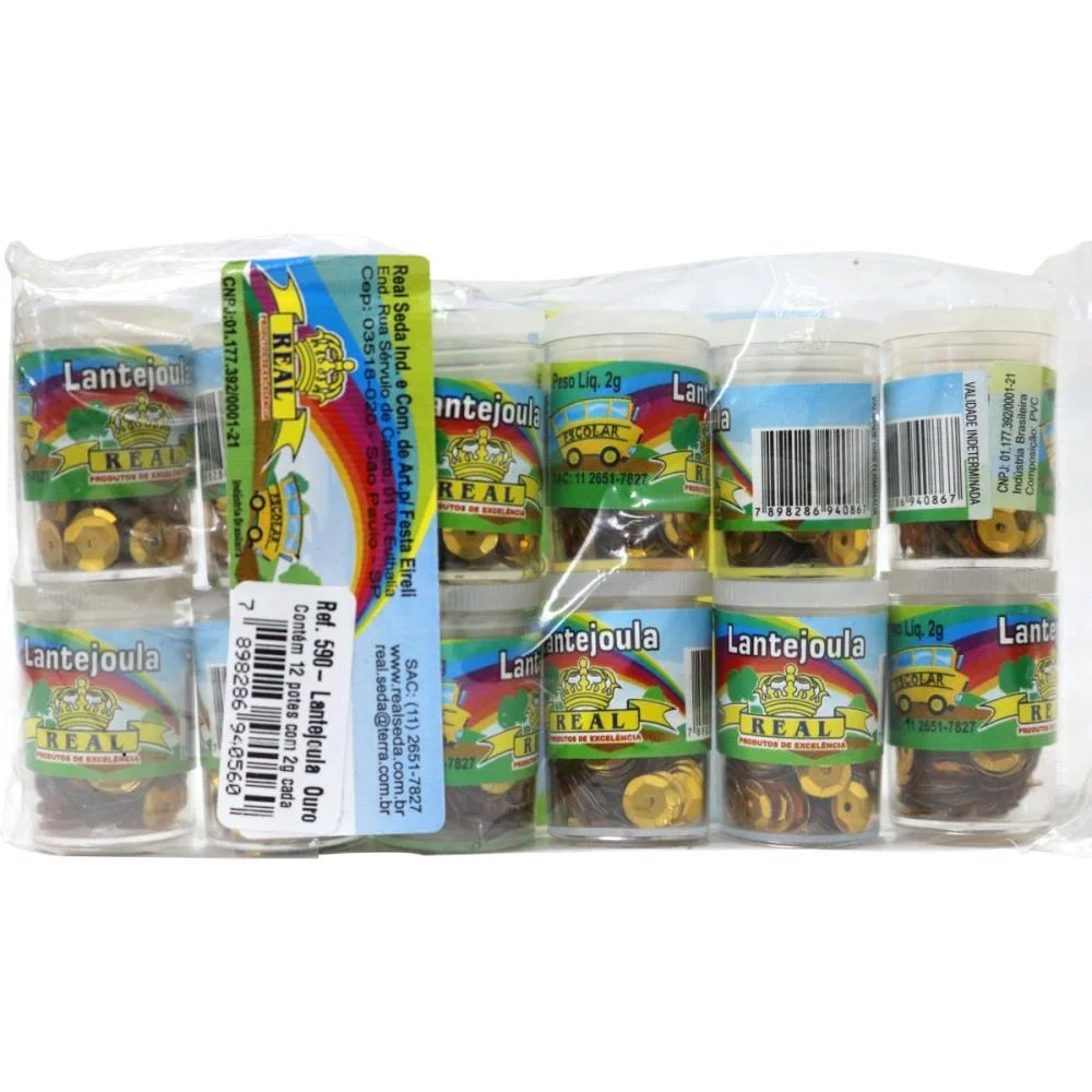 LANTEJOULA METALIZADA POTES 2G. N.06 OURO REAL SEDA (PCT.C/12) - imagem 3