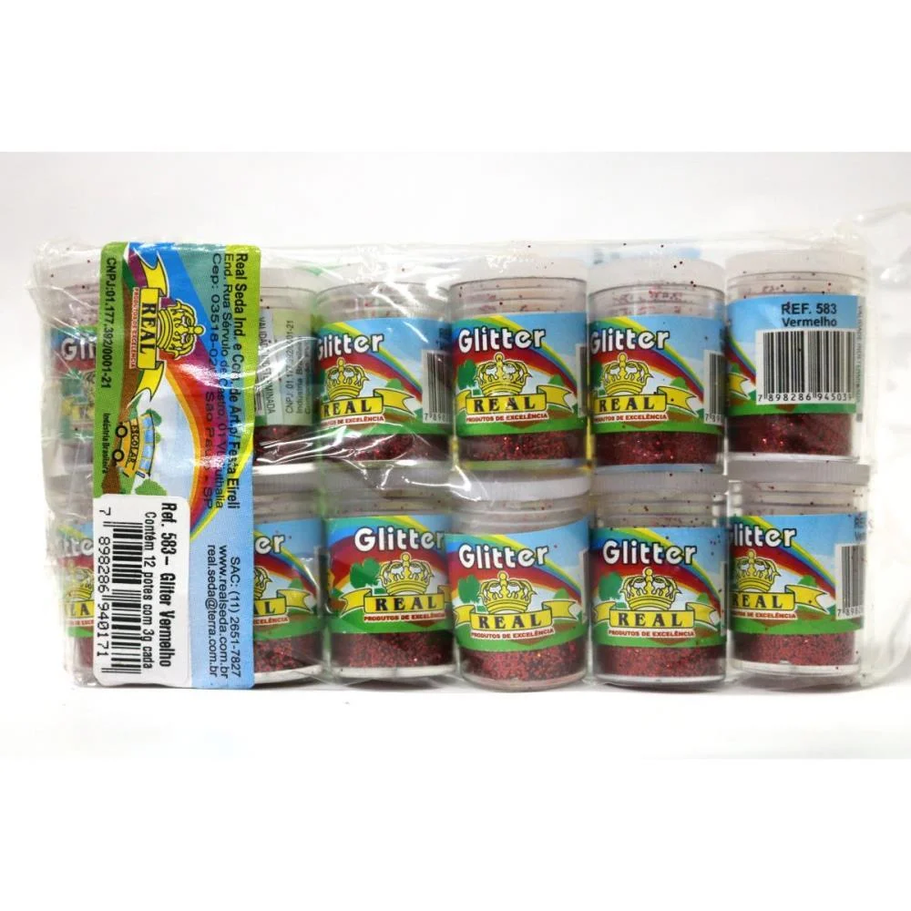 GLITTER PVC VERMELHO POTES 3G. REAL SEDA (PCT.C/12) - imagem 3