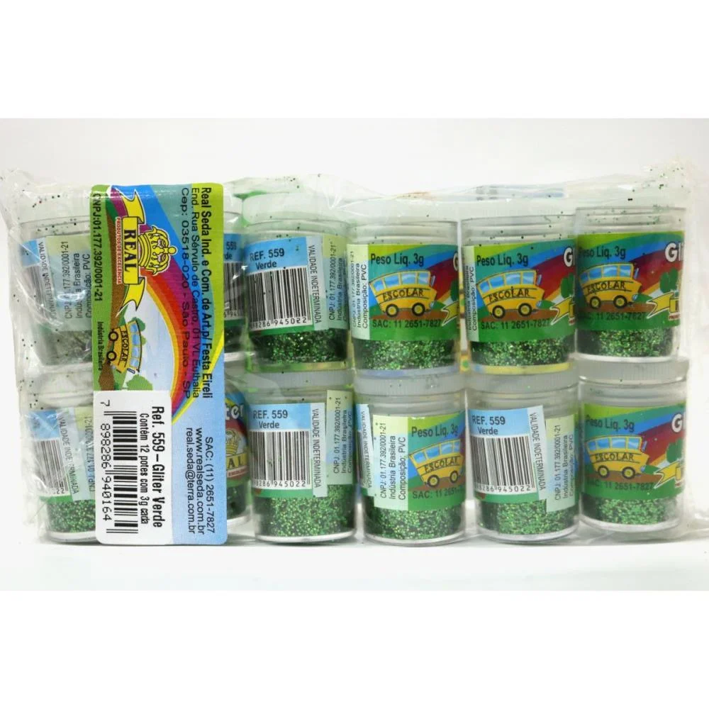 GLITTER PVC VERDE POTES 3G. REAL SEDA (PCT.C/12) - imagem 2