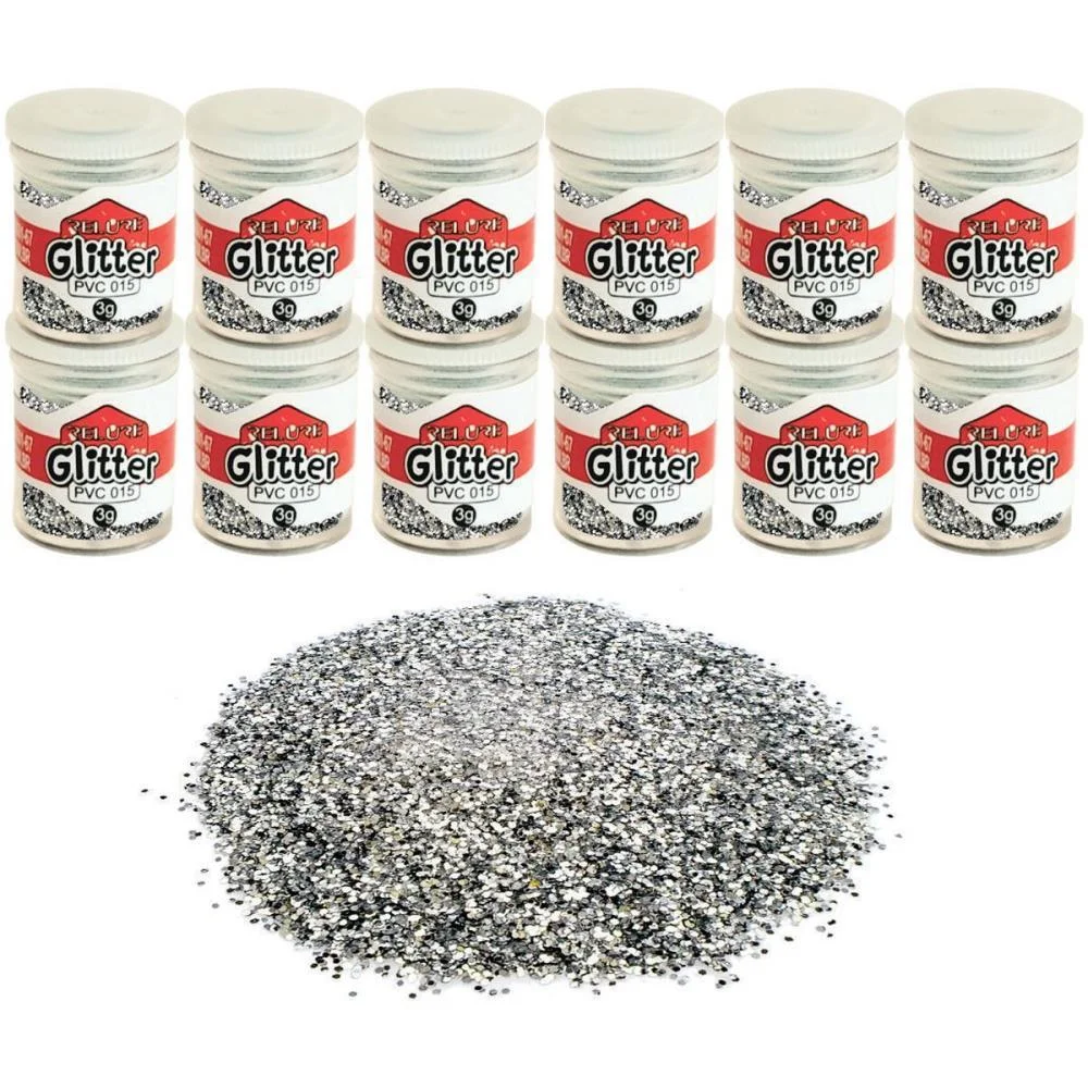 GLITTER PVC PRATA POTES 3G. HONEY (PCT.C/12) - imagem 3