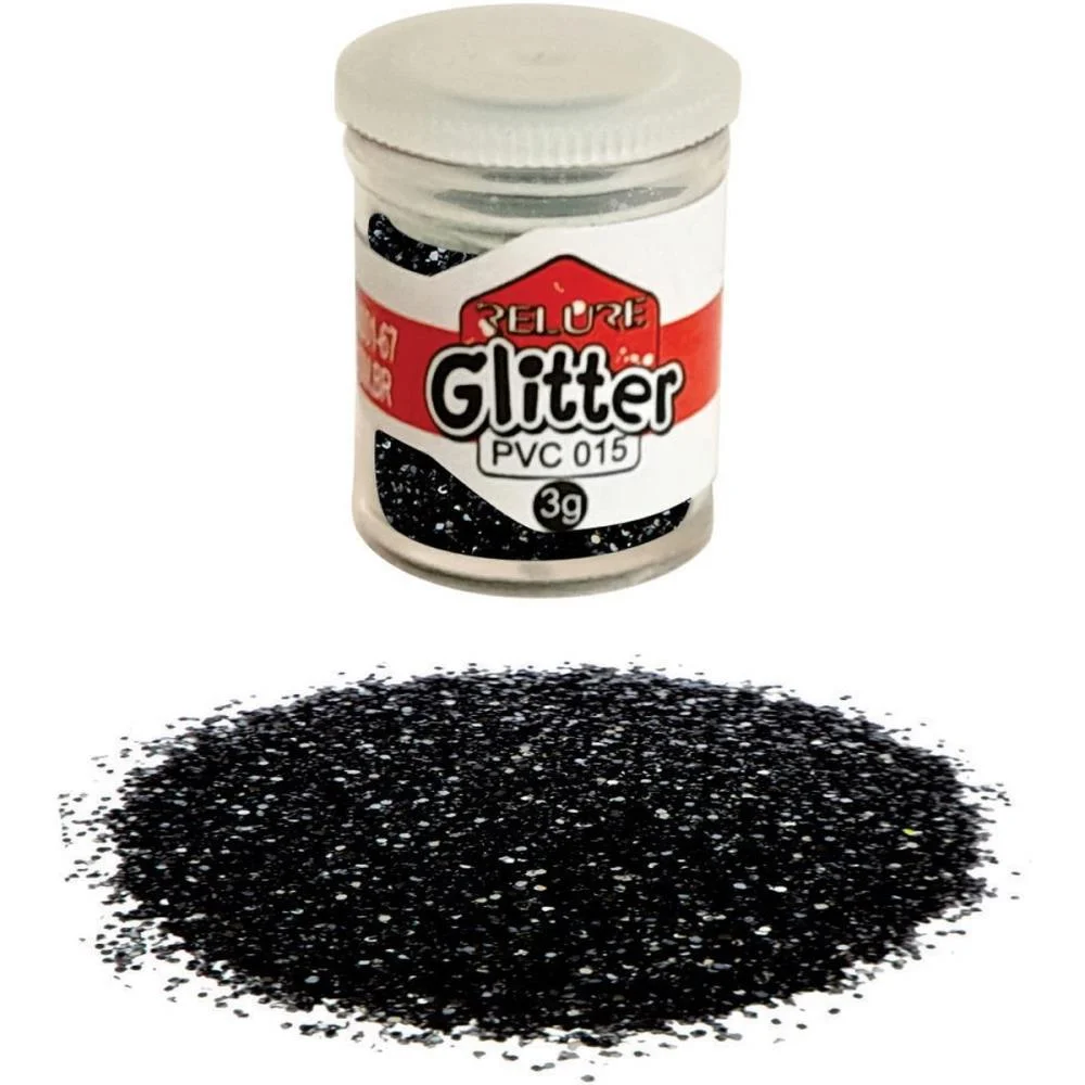 GLITTER PVC PRETO POTES 3G. HONEY (PCT.C/12) - imagem 4