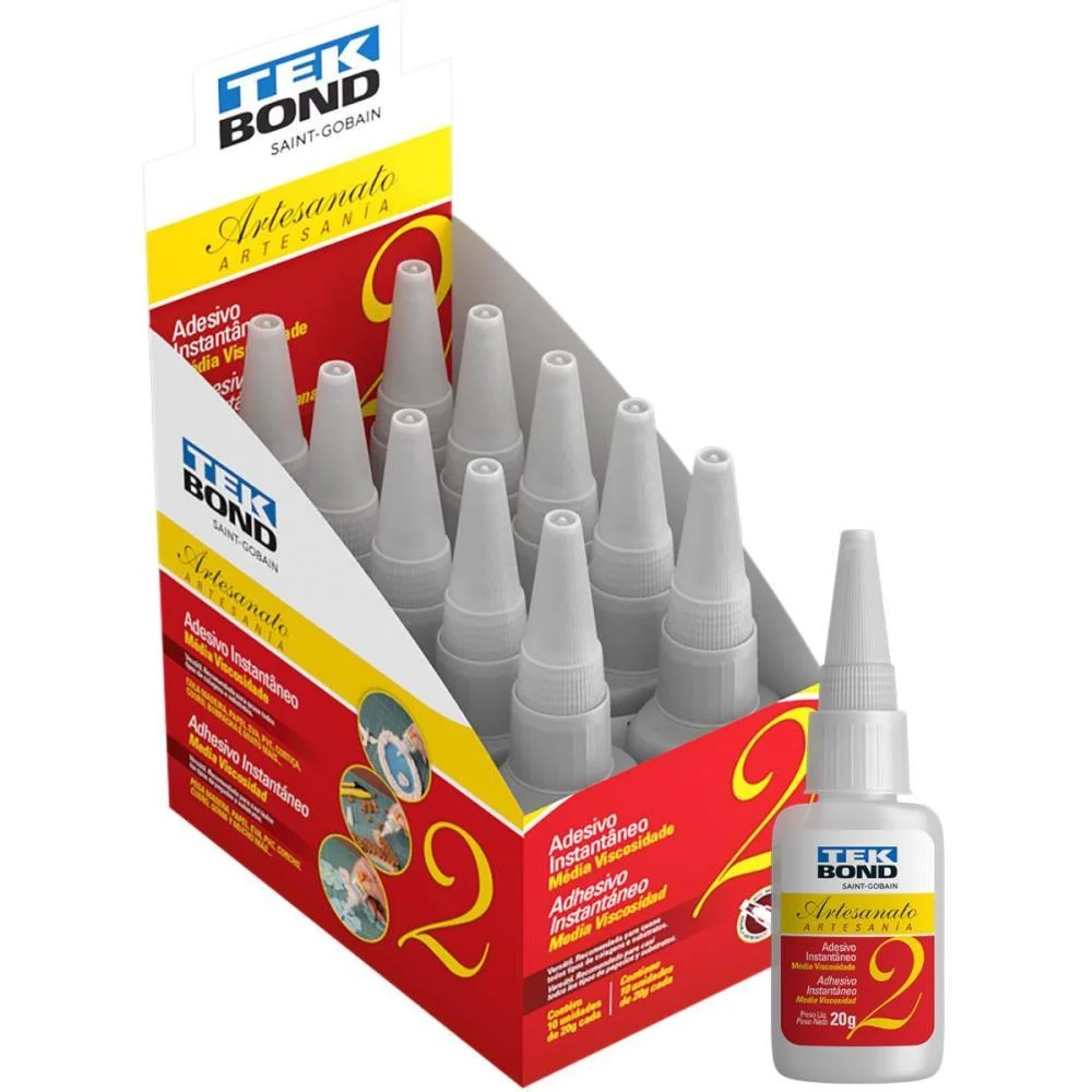 COLA ADESIVO INSTANTANEO ARTESANATO 2 20G TEKBOND (CX.C/10) - imagem 2