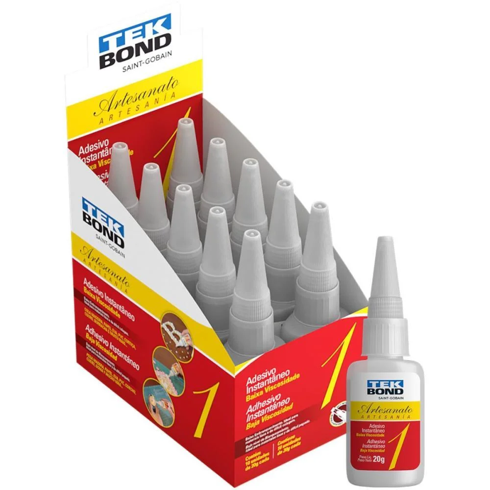 COLA ADESIVO INSTANTANEO ARTESANATO 1 20G TEKBOND (CX.C/10) - imagem 3