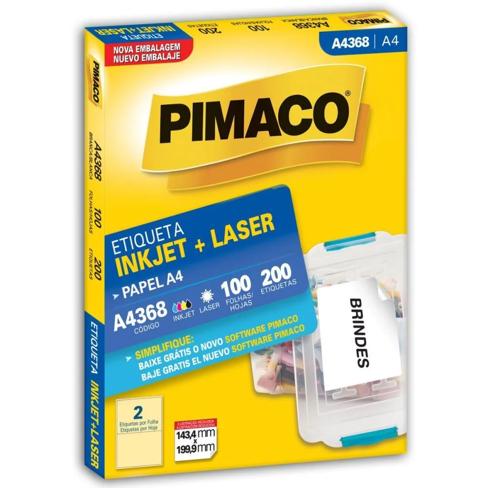 ETIQUETA A4 A4368 100 FLS 143,4 X 199,9 MM PIMACO (CX.C/200) - imagem 2