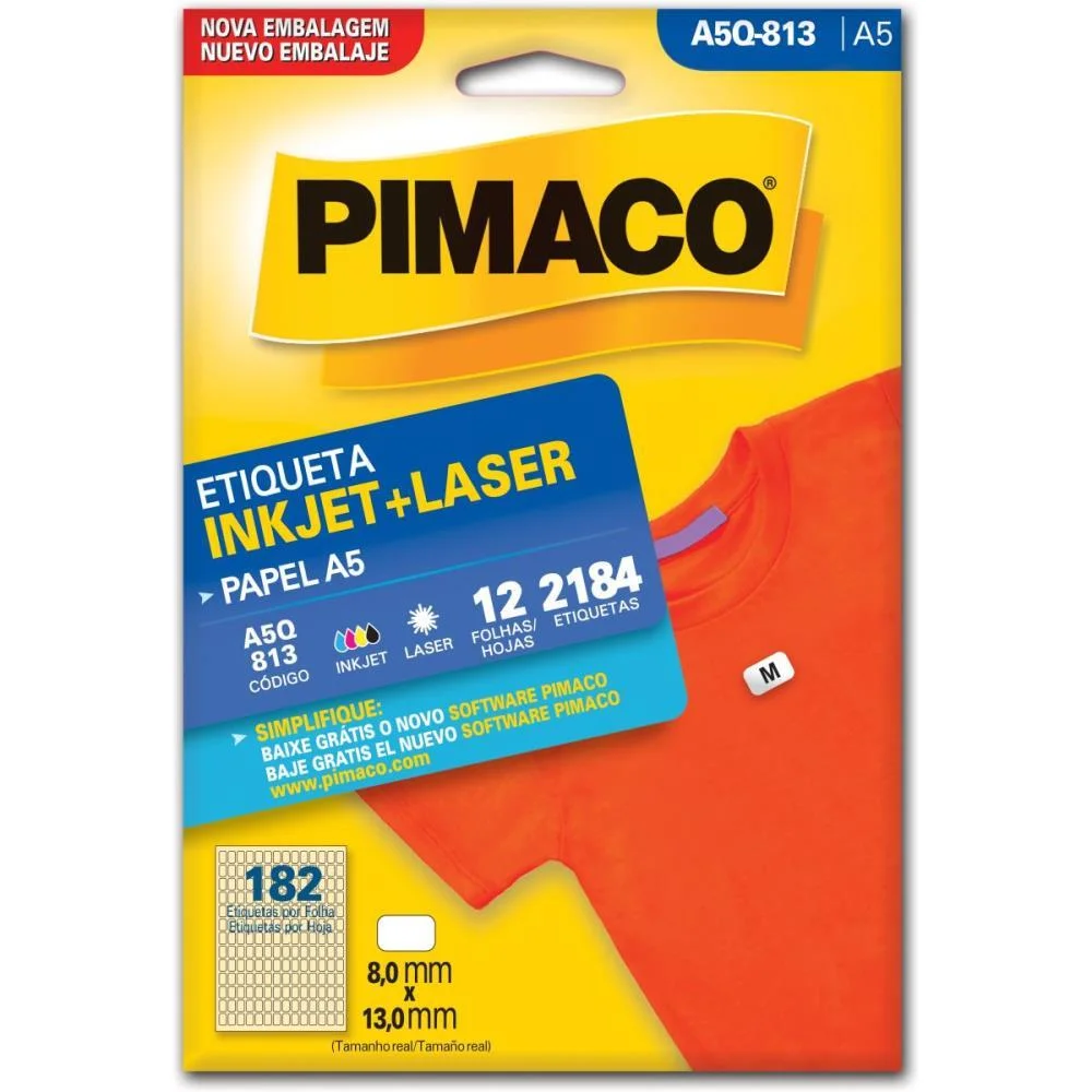 ETIQUETA A5 A5Q-813 12 FLS 8,0 X 13,0 MM PIMACO (CT.C/2184) - imagem 3