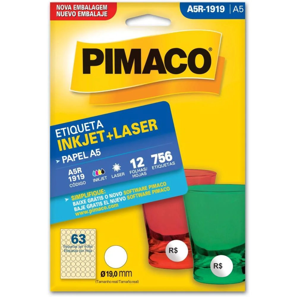 ETIQUETA A5 A5R-1919 REDONDA 12 FLS 19,0MM PIMACO (CT.C/756) - imagem 3