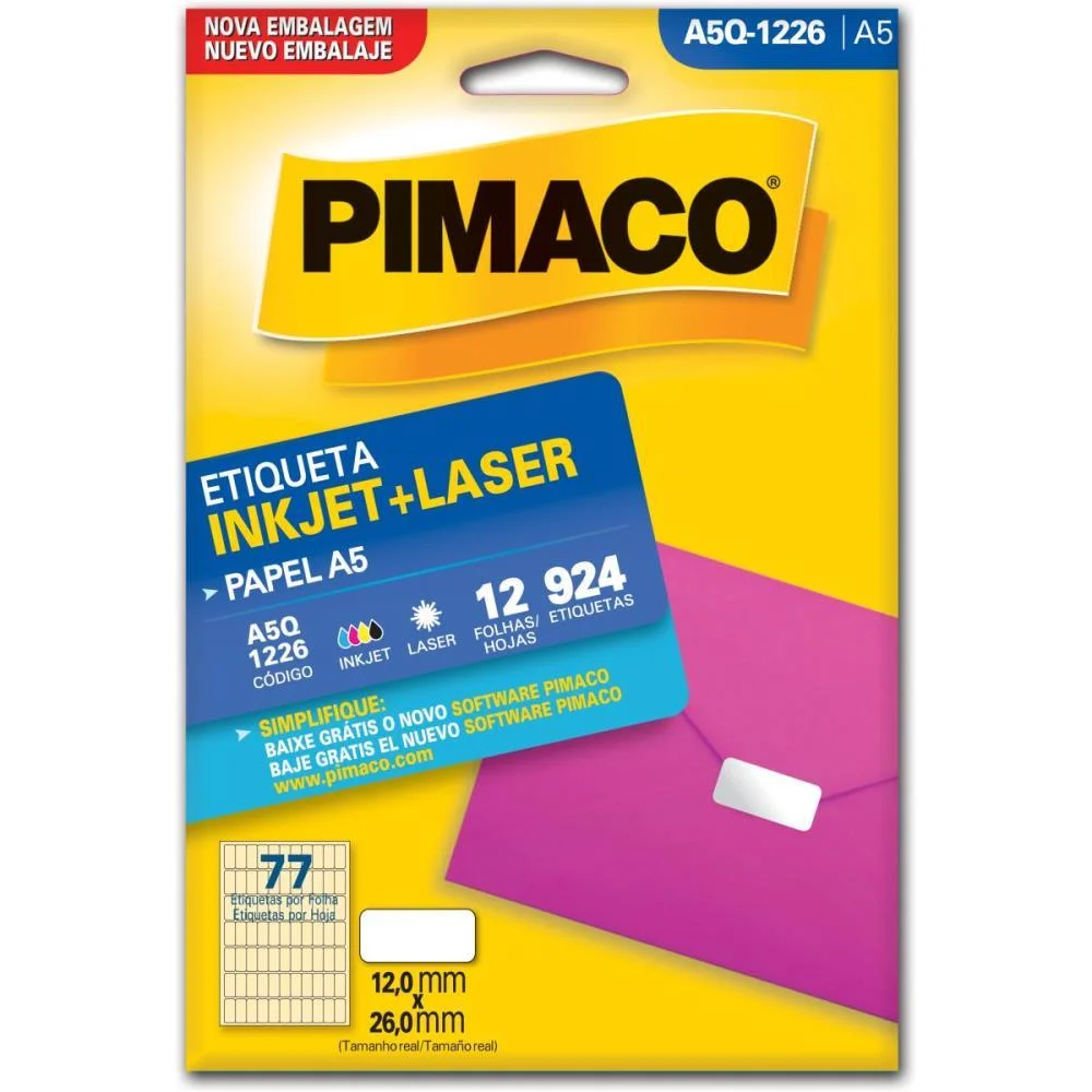 ETIQUETA A5 A5Q-1226 12 FLS 12,0 X 26,0 MM PIMACO (CT.C/924) - imagem 3