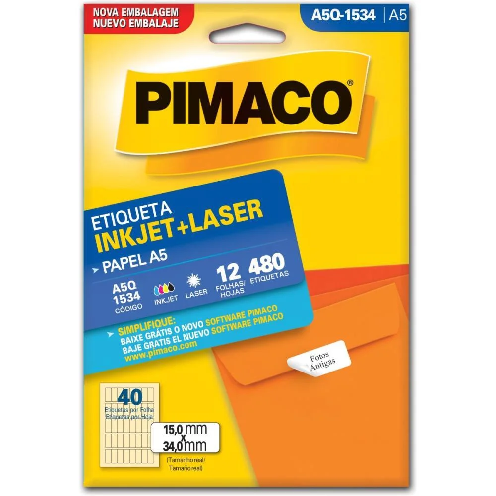 ETIQUETA A5 A5Q-1534 12 FLS 15,0 X 34,0 MM PIMACO (CT.C/480) - imagem 2