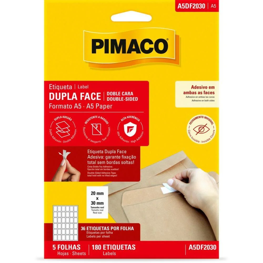 ETIQUETA A5 DUPLA FACE 20X30MM 5FLS PIMACO (CT.C/180) - imagem 2