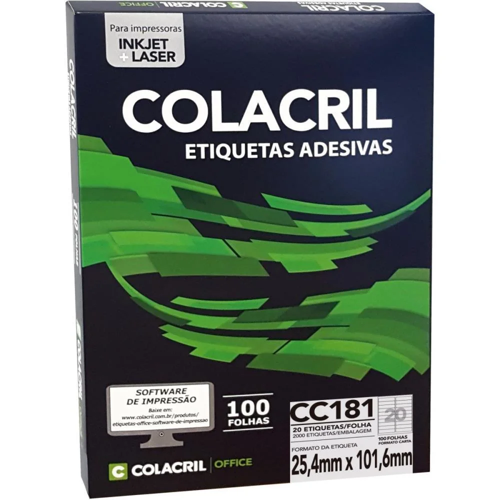ETIQUETA CARTA 25,4X101,6MM 100 FOLHAS COLACRIL (PCT.C/2000) - imagem 4
