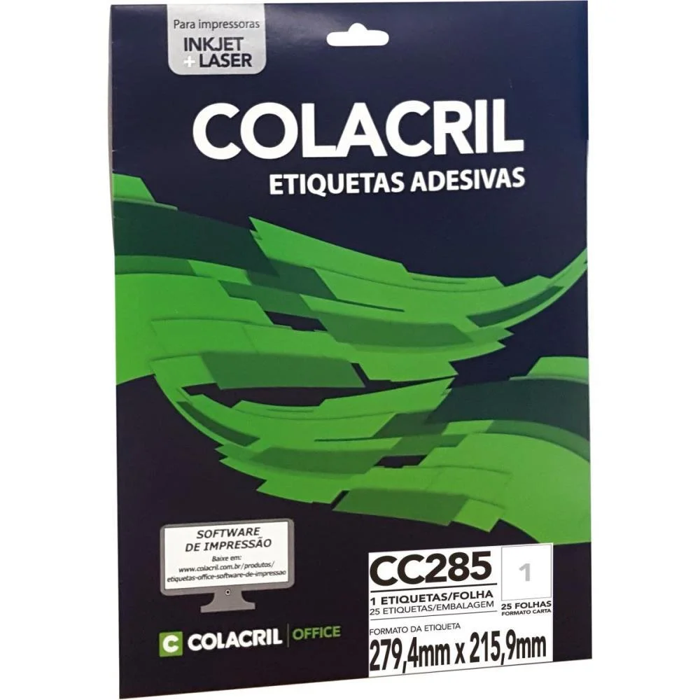 ETIQUETA CARTA 279,4X215,9MM 25 FOLHAS COLACRIL (PCT.C/25) - imagem 2