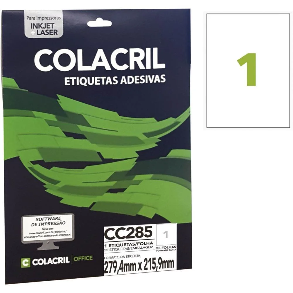 ETIQUETA CARTA 279,4X215,9MM 25 FOLHAS COLACRIL (PCT.C/25) - imagem 4