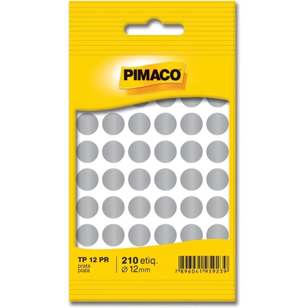 ETIQUETA REDONDA TP-12 PRATA REDONDA 12 MM PIMACO (CT.C/210) - imagem 2
