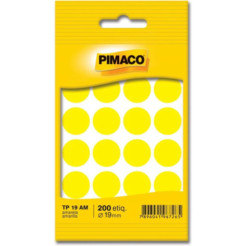 ETIQUETA REDONDA TP-19 AMARELA REDONDA 19 MM PIMACO (CT.C/200) - imagem 2
