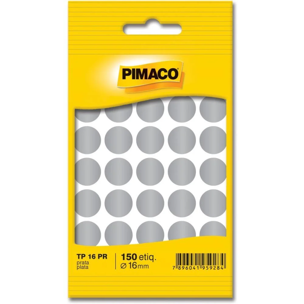 ETIQUETA REDONDA TP-16 PRATA REDONDA 16 MM PIMACO (CT.C/150) - imagem 2