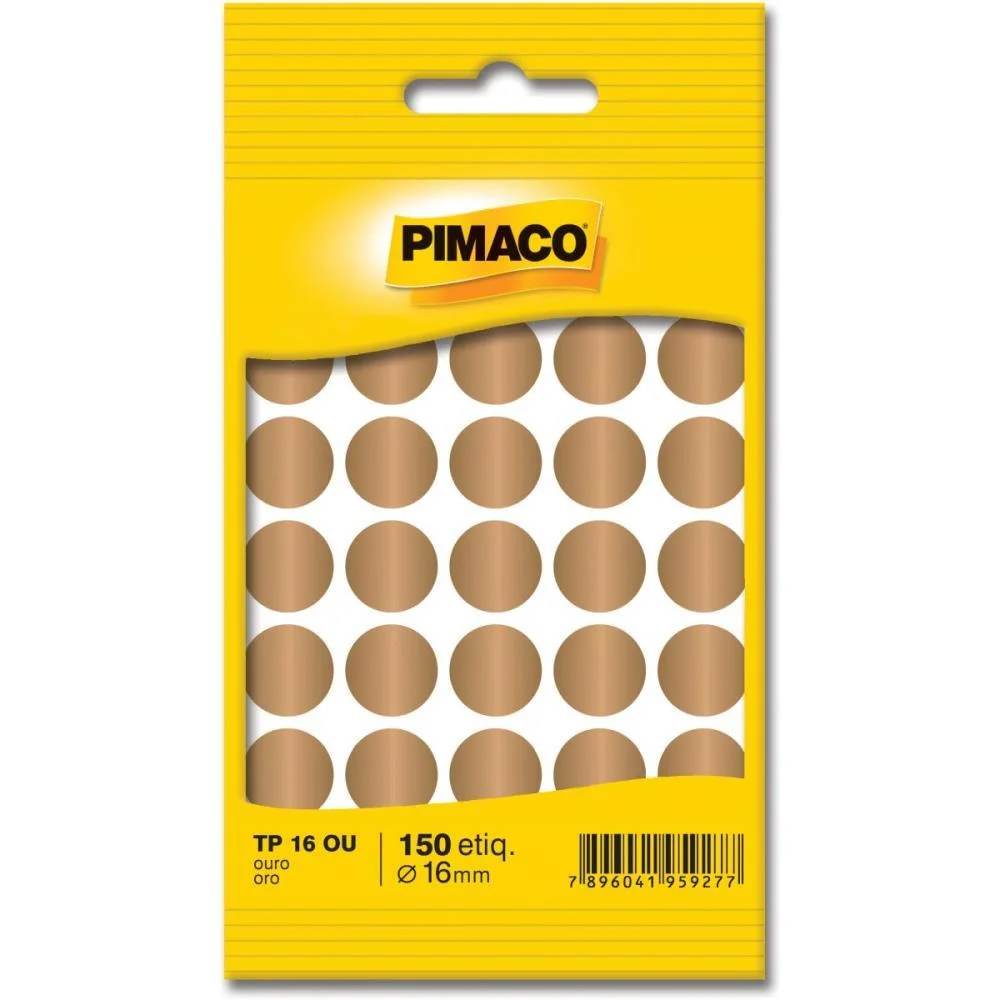 ETIQUETA REDONDA TP-16 OURO REDONDA 16 MM PIMACO (CT.C/150) - imagem 2