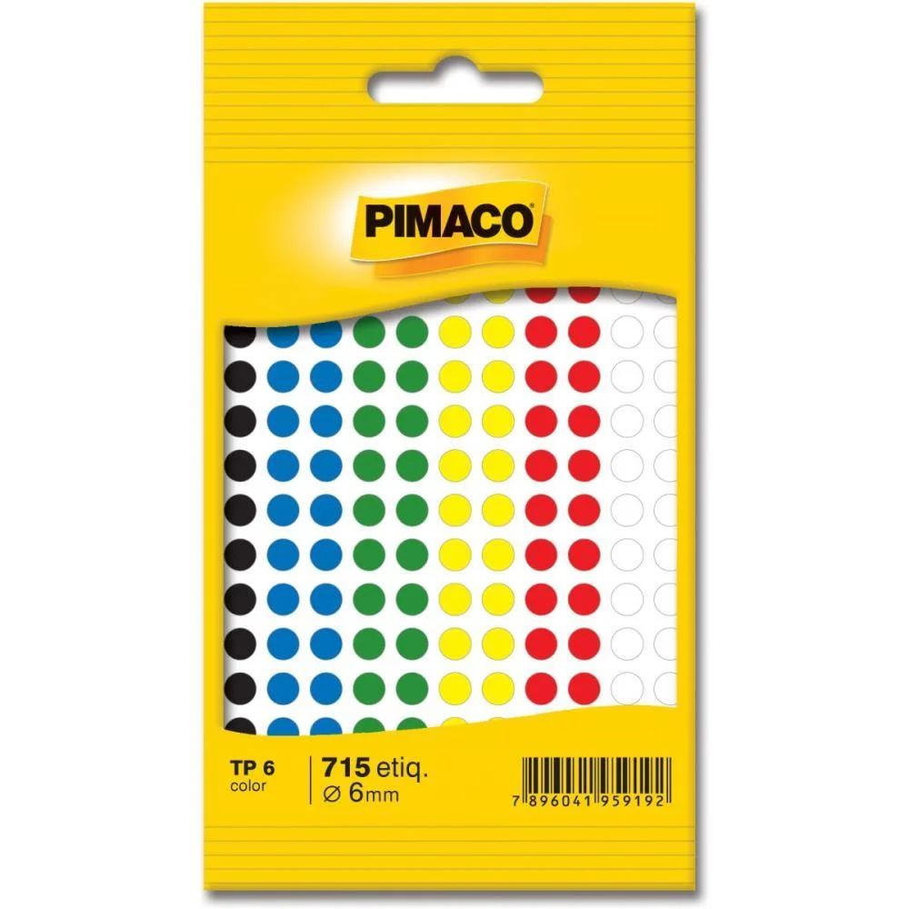 ETIQUETA REDONDA TP-6 COLORIDA REDONDA 6MM PIMACO (CT.C/715) - imagem 2