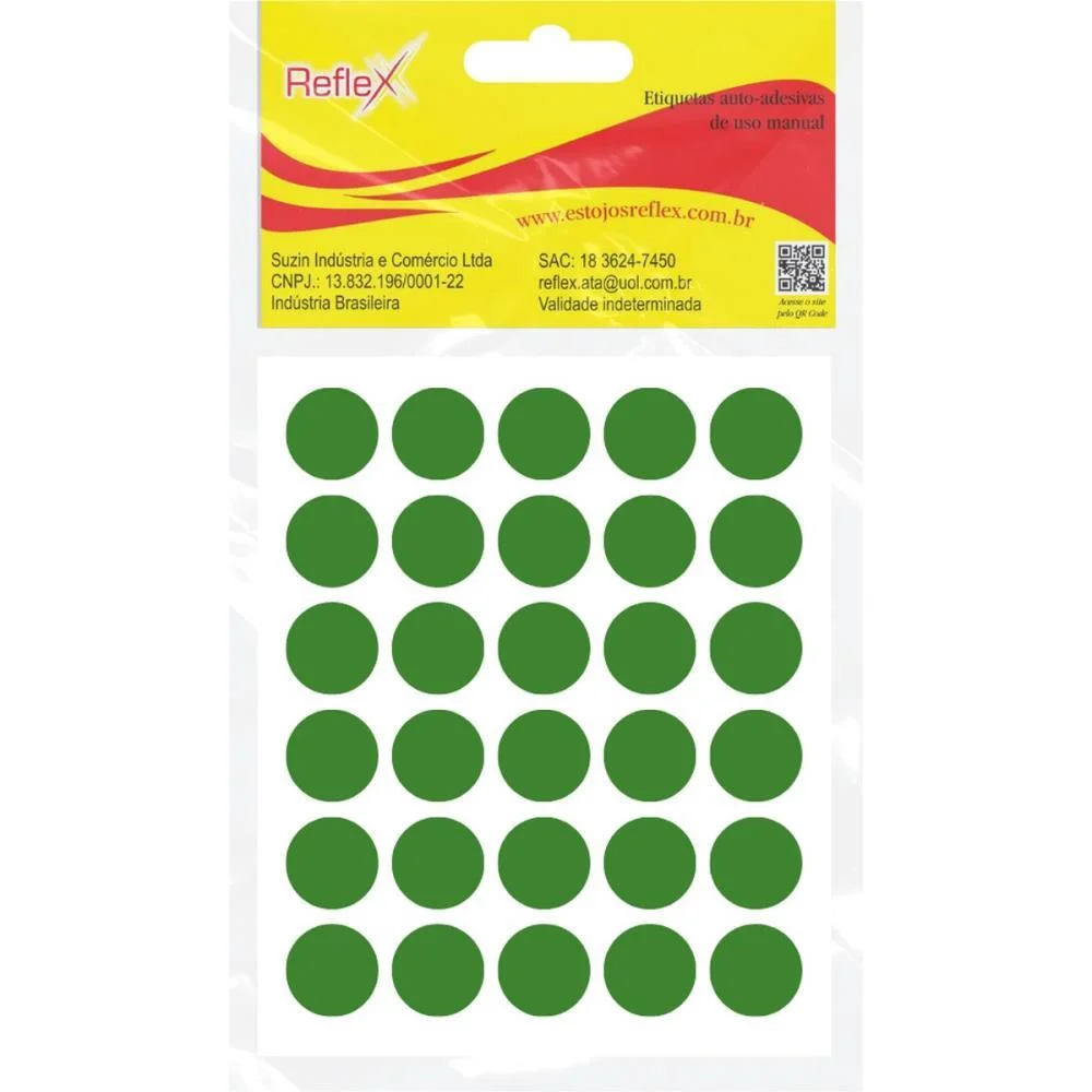 ETIQUETA REDONDA VERDE 13MM. C/210 ETIQUETAS REFLEX (CARTELA) - imagem 2