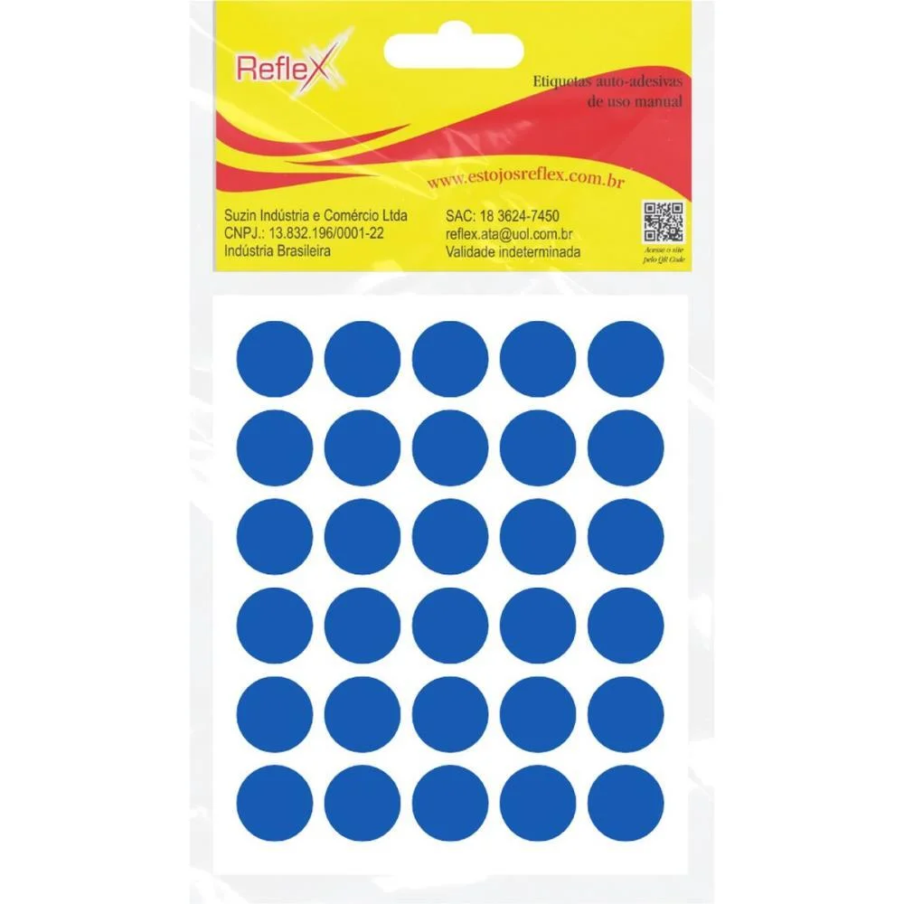 ETIQUETA REDONDA AZUL 13MM. C/210 ETIQUETAS REFLEX (CARTELA) - imagem 2