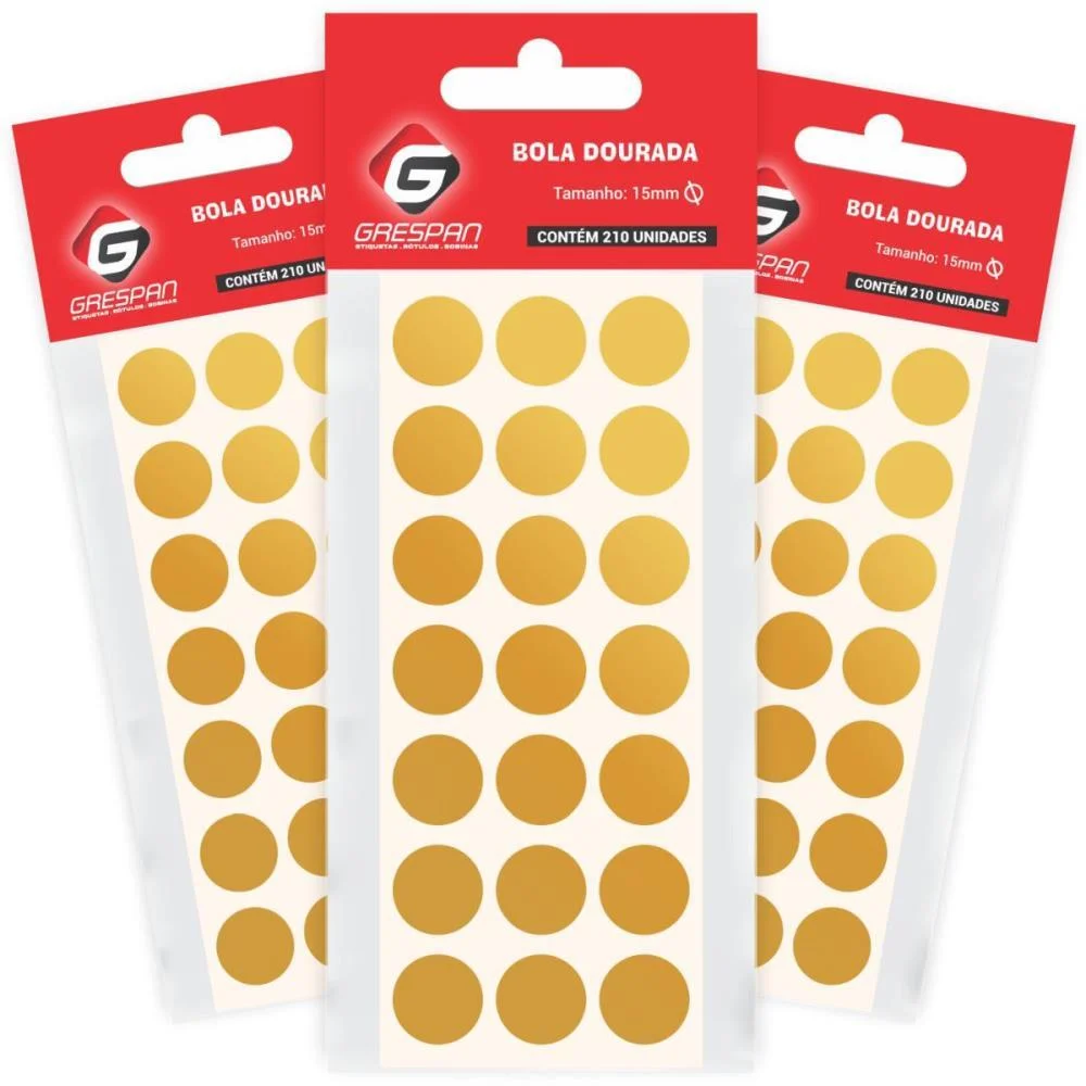 ETIQUETA REDONDA OURO 15MM. C/210 ETIQUETAS GRESPAN (CARTELA) - imagem 3