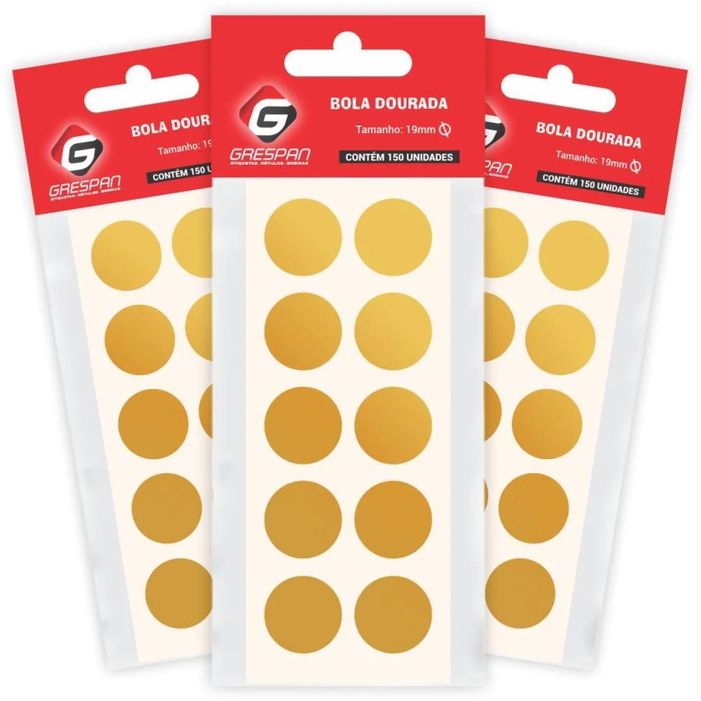 ETIQUETA REDONDA OURO 19MM. C/150 ETIQUETAS GRESPAN (CARTELA) - imagem 2