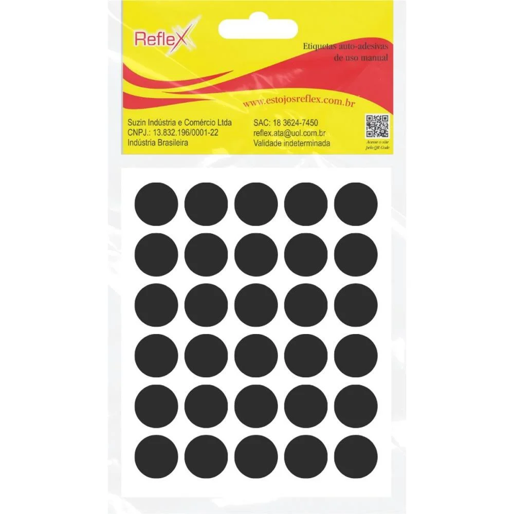 ETIQUETA REDONDA PRETA 13MM. C/210 ETIQUETAS REFLEX (CARTELA) - imagem 4