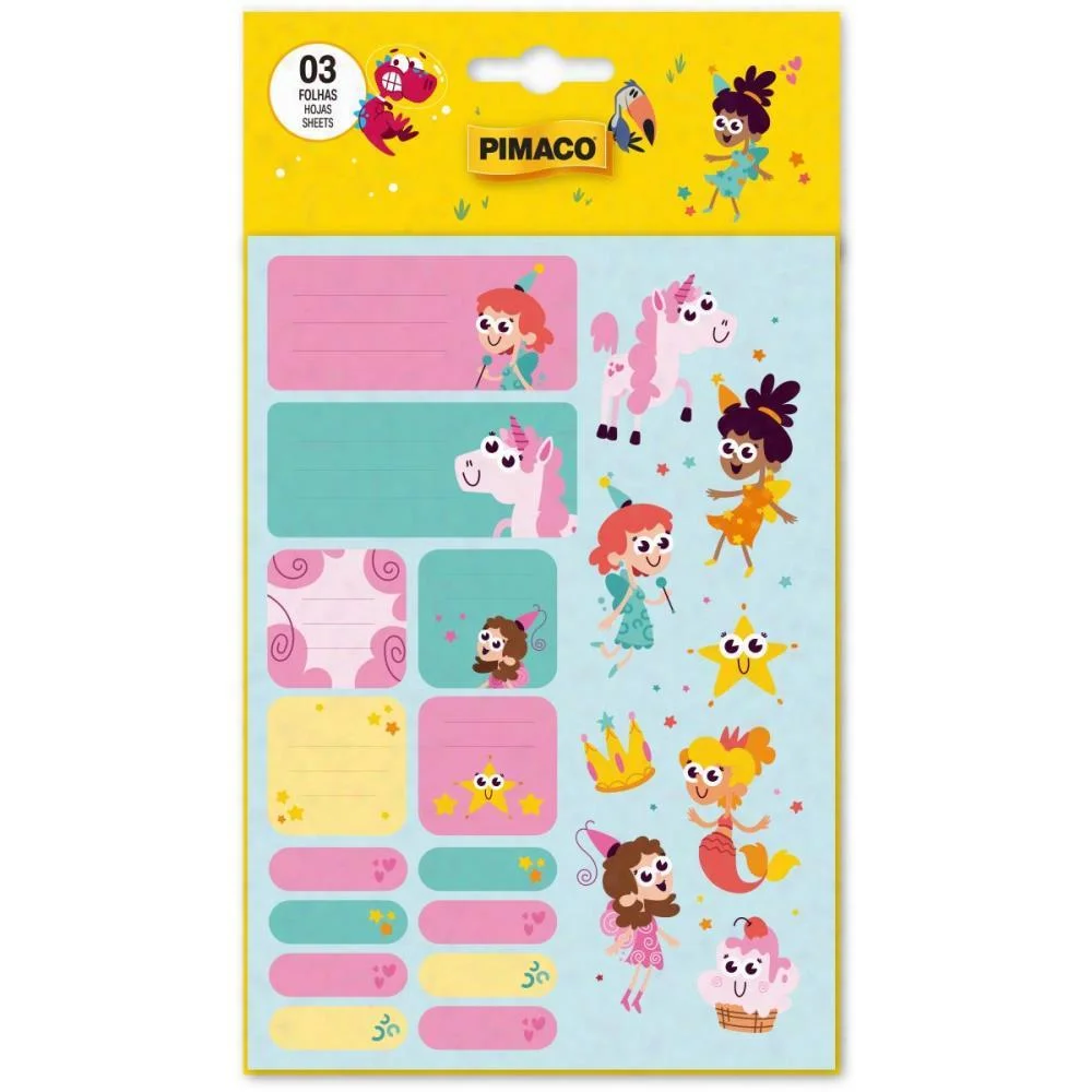 ETIQUETA ESCOLAR REINO ENCANTADO 3FLS PIMACO (CARTELA) - imagem 3