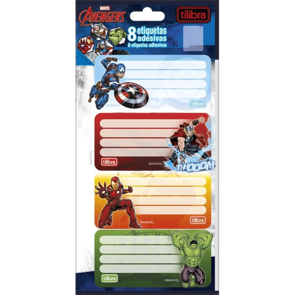 ETIQUETA ESCOLAR DECORADA AVENGERS C/8ETIQ. 100X208MM TILIBRA (PCT.C/10) - imagem 2