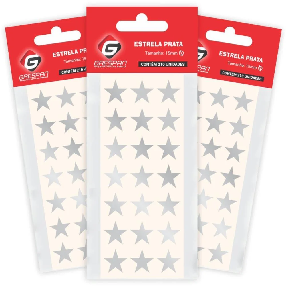 ETIQUETA LISA COM FORMAS ESTRELINHA PRATA C/210 ETIQUET GRESPAN (CT.C/210) - imagem 3