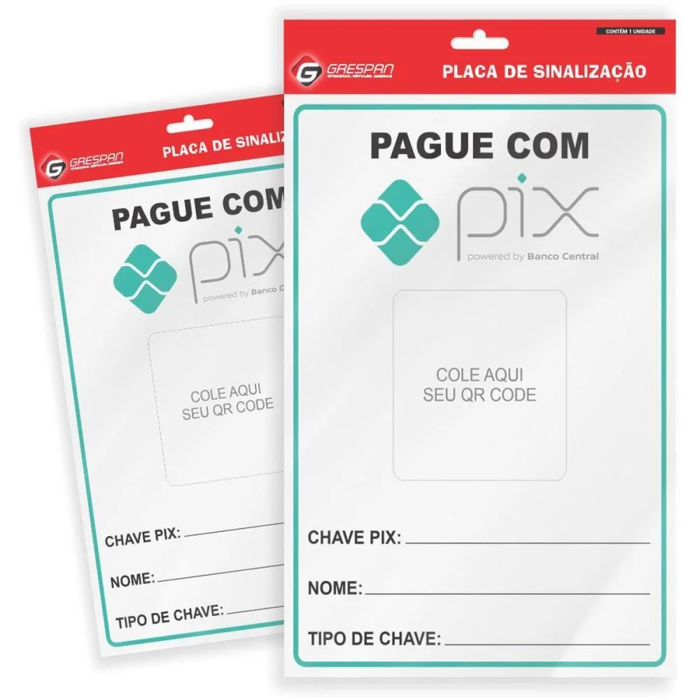 PLACA DE SINALIZACAO PAGUE C/PIX 16X25CM. GRESPAN (PCT.C/05) - imagem 3
