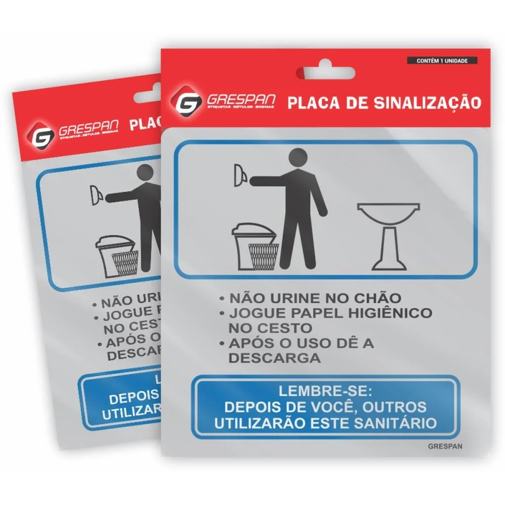 PLACA DE SINALIZACAO REGRAS W/C MASCULINO 15X15CM. GRESPAN (PCT.C/05) - imagem 2