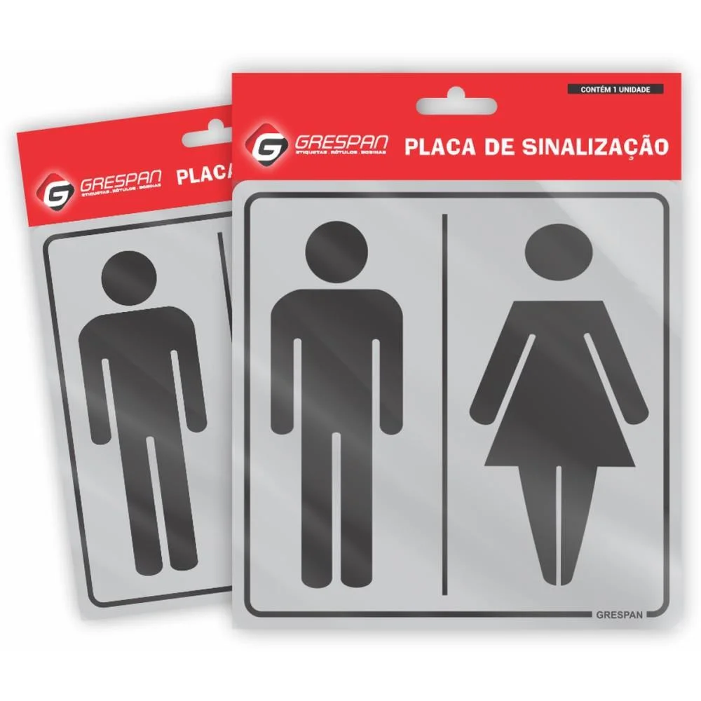 PLACA DE SINALIZACAO W/C MASCULINO/FEMININO 15X15CM GRESPAN (PCT.C/05) - imagem 2