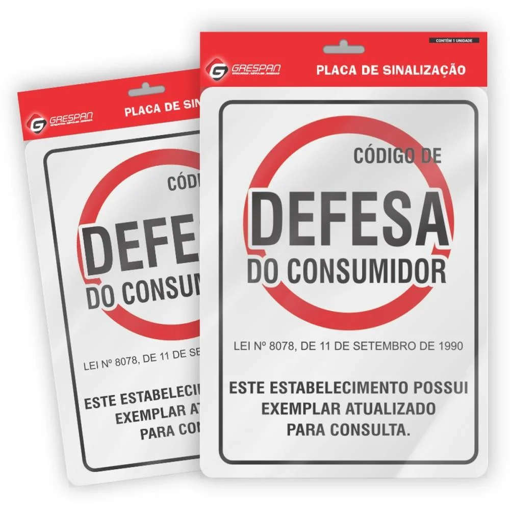 PLACA DE SINALIZACAO CODIGO DEFESA CONSUMID.15X20CM GRESPAN (PCT.C/05) - imagem 2
