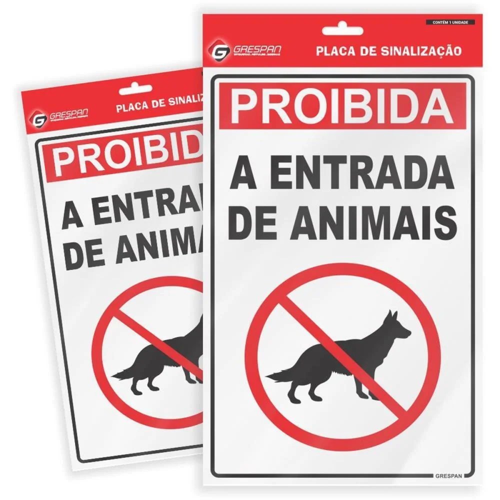 PLACA DE SINALIZACAO PROIBIDO ANIMAIS 16X25CM. GRESPAN (PCT.C/05) - imagem 3