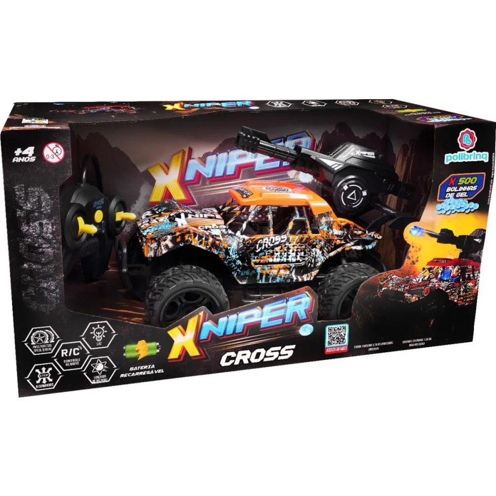 CARRINHO CONTROLE REMOTO XNIPER CROSS C/500 BOLAS GEL POLIBRINQ (UNIDADE) - imagem 12