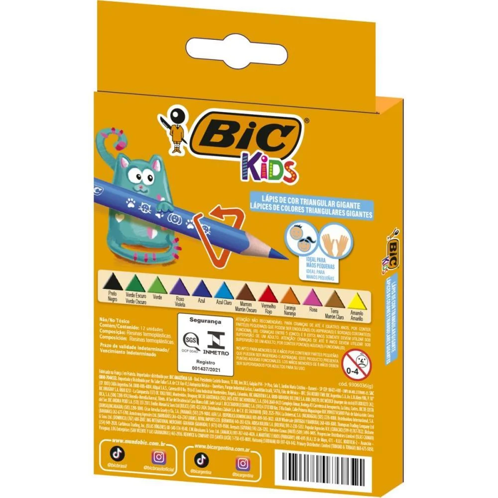 LAPIS DE COR JUMBO EVOLUTION TRIAN. 12 CORES BIC (PCT.C/12) - imagem 5