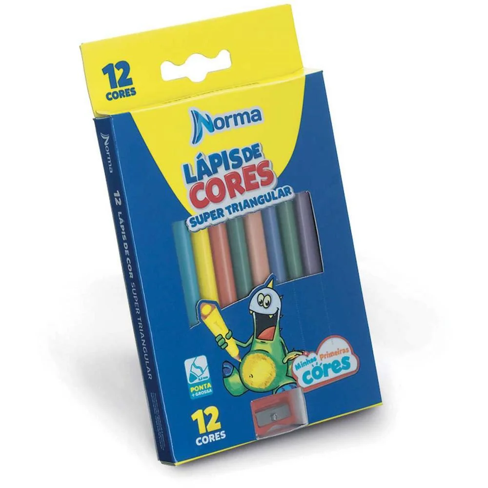 LAPIS DE COR JUMBO NORMA SUPER 12CORES TRIANGULAR MAXCRIL (ESTOJO) - imagem 3